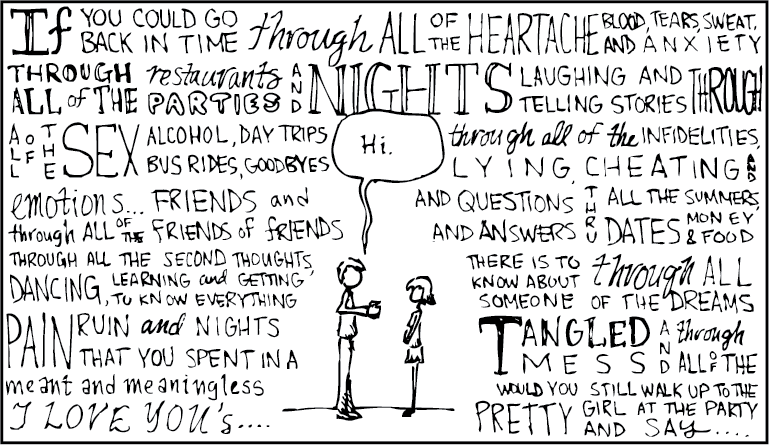 Read it left to right. I woke up in the middle of the night after watching 500 days of summer and scribbled this down. I couldn't fall back asleep for a little while.
