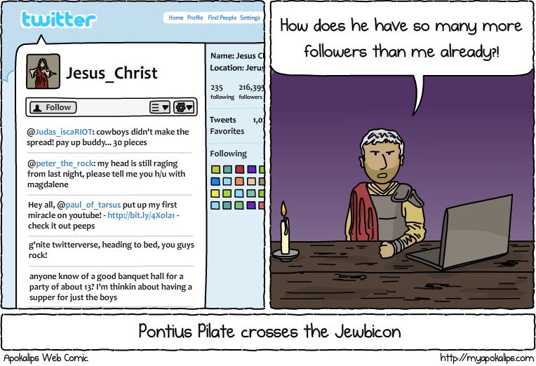 Another funny twitter was Ceasar: "@Brutus: et tu?" Everyone brush up on their Latin and Roman history!