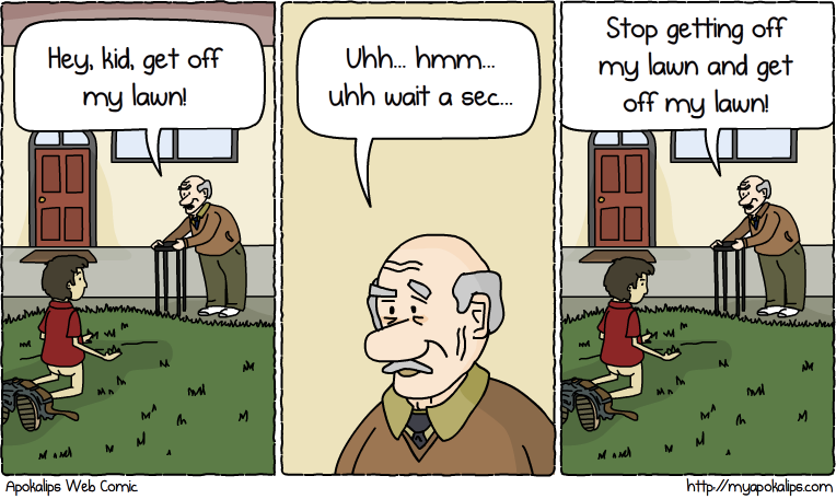 Rabbit Rabbit! He must have found a chipmunk hole in that lawn some where. I think there's a Perry Bible Fellowship similar to that.